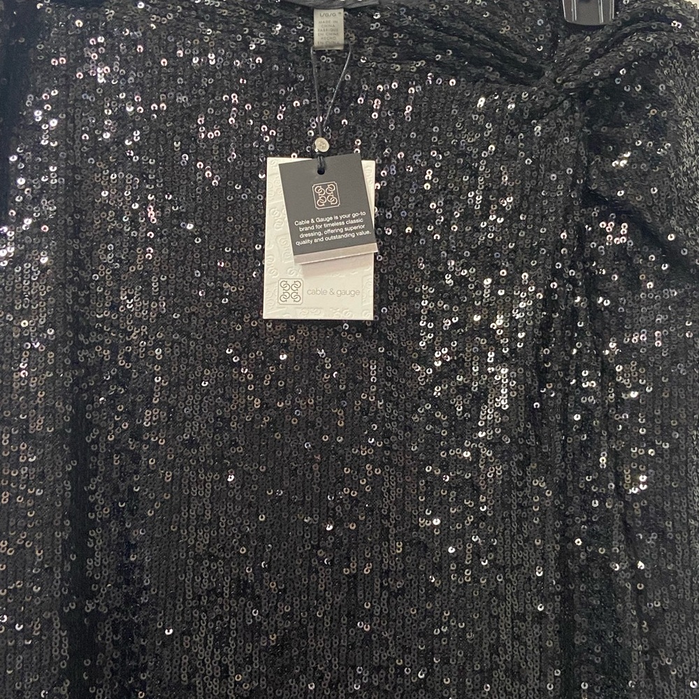NWT CABLE & GAUGE/ BLACk SEQUIN Straight 
Pencil MIDI Stretch Lined SKIRT 👠